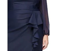 Alex Evenings Plus Off-The-Shoulder Ruffle Gown