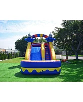 JumpOrange Commercial Grade Inflatable 14' Dolphin Splash Xtreme Party Water Slide, 100% Pvc Vinyl With Air Blower