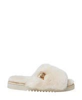 Fireside by Dearfoams Women's Cairns Genuine Shearling Fuzzy Slide Slipper