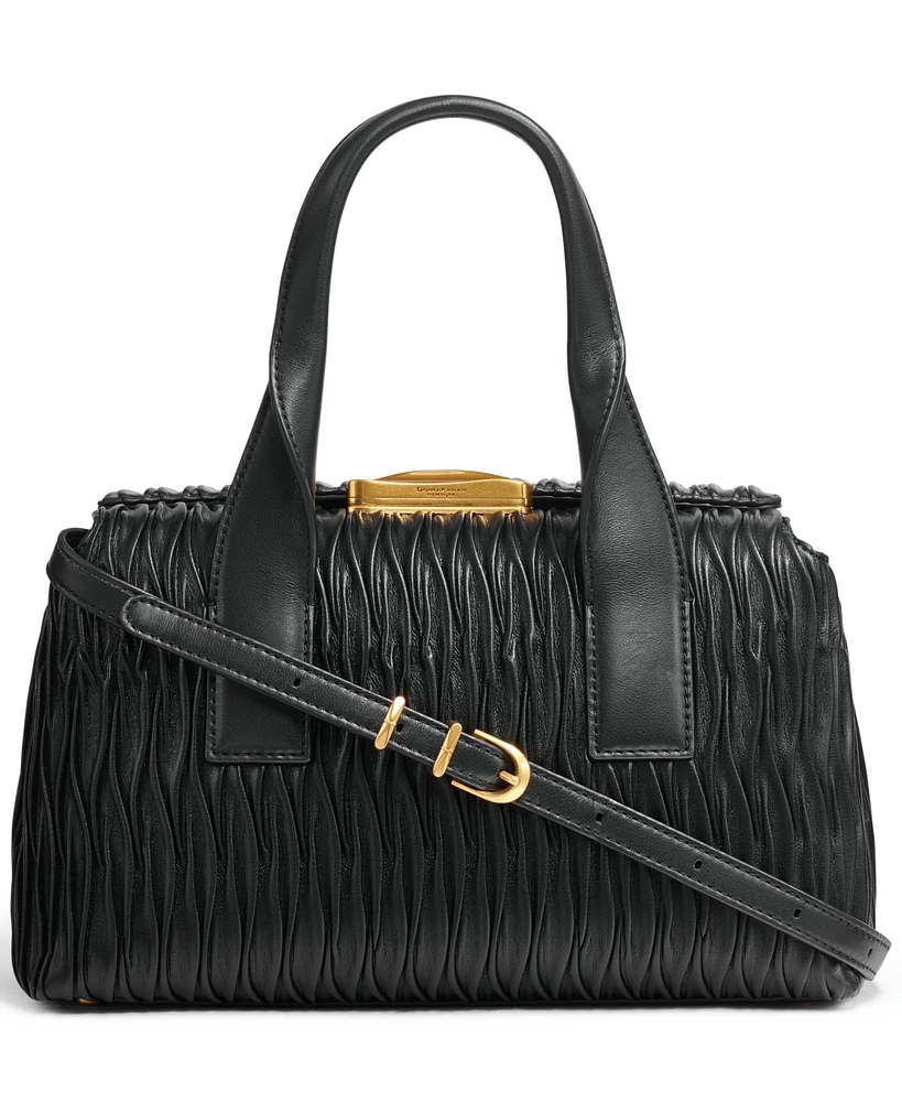 Donna Karan Amagansett Soft-Rolled Pleated Satchel with Sculpted Magnet Closure