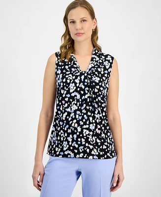 Kasper Women's Sleeveless Printed Knot-Front Blouse, Petite & Regular Sizes