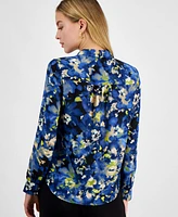 Bar Iii Women's Floral-Print Tie-Neck Blouse, Exclusively at Macy's