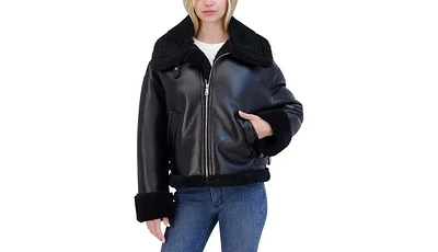 Laundry by Shelli Segal Women's Faux Shearling Leather Jacket