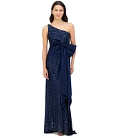 Eliza J Women's One-Shoulder Satin-Bow Sequinned Gown