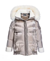 Julia & Stella by Maximilian Women's Puffer Jacket with Shearling Trim