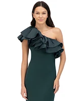 Eliza J Women's Asymmetrical Ruffled-Neck Evening Gown