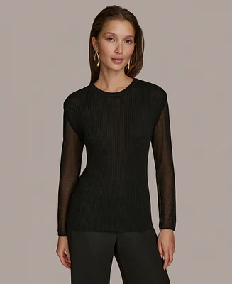 Donna Karan New York Women's Sheer-Sleeve Sweater