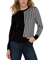 Liverpool Los Angeles Women's Colorblocked Houndstooth Sweater