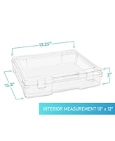 Sorbus Set of 3 Wide Hanging File Organizer Bin Clear Plastic Stackable for Document Storage
