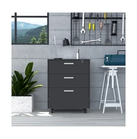 Depot E-Shop Danbury Storage Cabinet Drawer, Three Drawers, Top Surface, Four Casters, Black