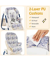 Costway High Chair for Babies & Toddlers with Rolling Wheels Adjustable Height Footrest