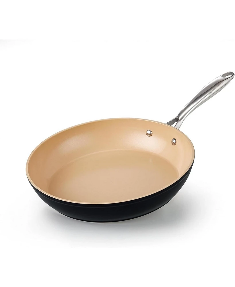 Cooks Standard 8-inch Ceramic Hard Anodized Nonstick Frying Pan,Black & Apricot