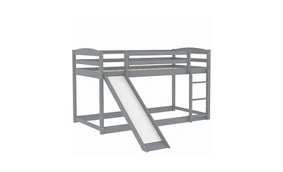 Slickblue Twin over Twin Bunk Bed with Convertible Slide and Ladder