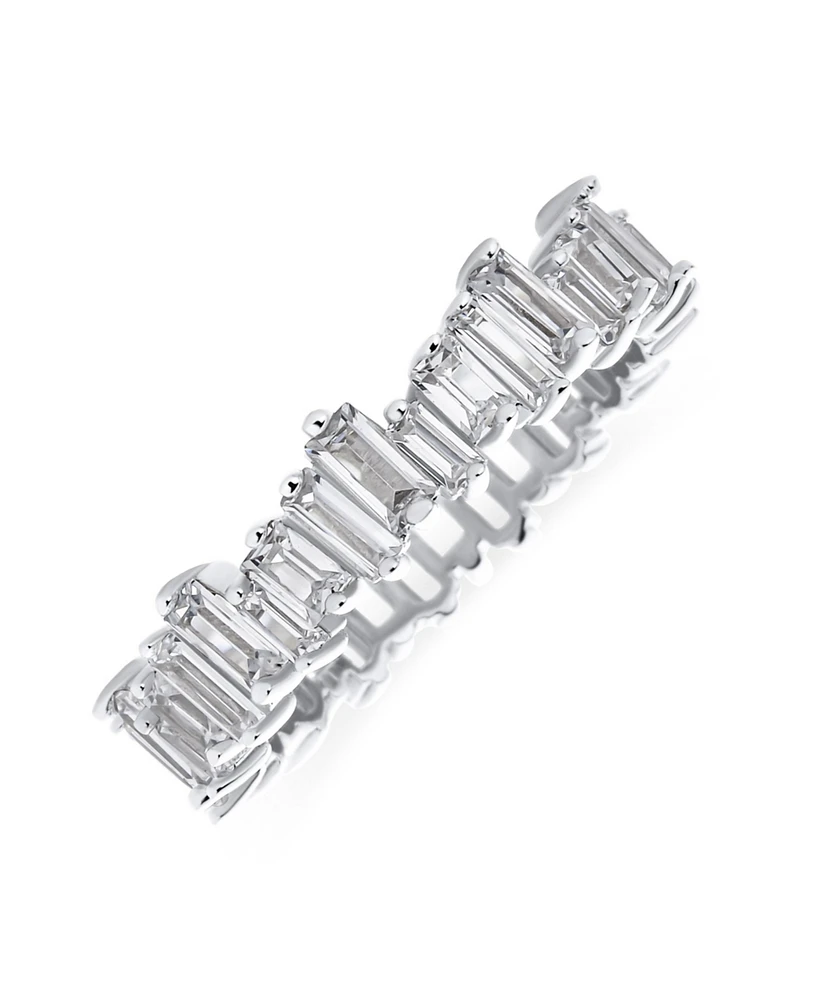 Bling Jewelry Modern Classic Cz Cocktail Statement Ring Zigzag Baguette 14K Gold Plated Silver