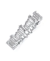 Bling Jewelry Modern Classic Cz Cocktail Statement Ring Zigzag Baguette 14K Gold Plated Silver