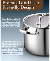 Cook N Home 7 Quart Tri-Ply Clad Stainless Steel Dutch Oven Soup Pot