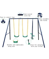 Slickblue Metal Swing Set for Outdoors with Glider – Fun and Safe Playground Equipment for Kids, Toddlers, and Children