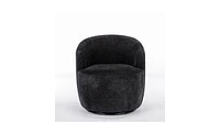 Slickblue Swivel Barrel Armchair with Black Powder-Coated Metal Ring for Stylish and Comfortable Seating