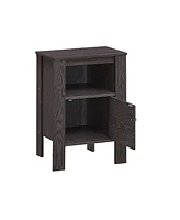 Gymax Set of 2 Nightstand Compact Side Sofa Table Open Shelf & Cabinet