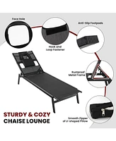 Inolait Patio Sunbathing Lounge Chair 5-Position Adjustable Tanning Chair