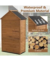 Slickblue Outdoor Storage Cabinet - Wooden Garden Tool Shed with Shelves and Latch