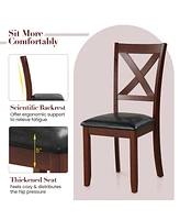 Sugift Set of 2 Wooden Kitchen Dining Chair with Padded Seat and Rubber Wood Legs