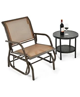 Sugift Outdoor Single Swing Glider Rocking Chair with Armrest