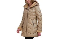 Laundry by Shelli Segal Women's Windbreaker Hooded Puffer Jacket