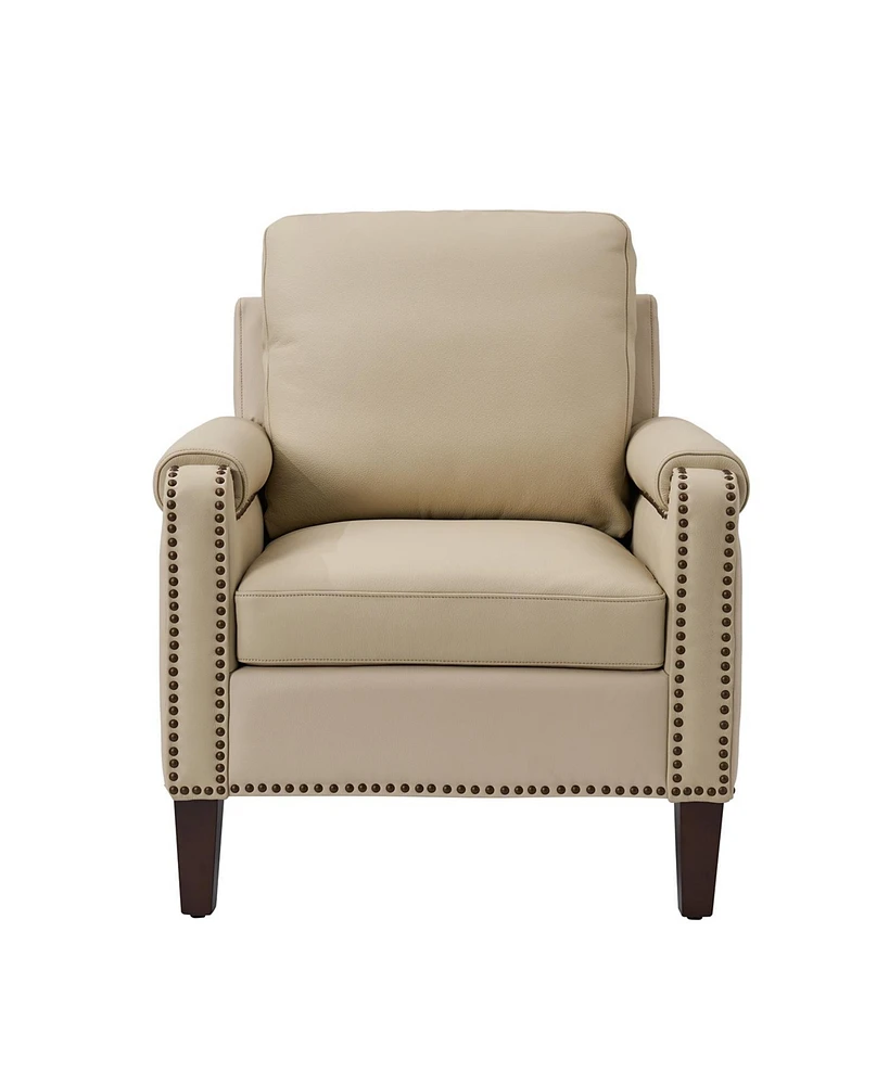 Kunz Transitional Genuine Leather Armchair with Removable Back Cushion