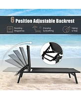 Inolait Outdoor Reclining Chaise Lounge Chair with 6-Position Adjustable Back