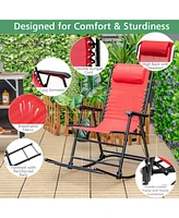 Sugift Outdoor Patio Camping Lightweight Folding Rocking Chair with Footrest