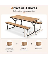 Skonyon 6 Feet Outdoor Picnic Table Bench Set for 6-8 People