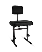 5 Core Piano Bench Height Adjustable Keyboard Stool Heavy Duty Thick Padded Cushioned Seat with Backrest Pnb B-Rest Blk