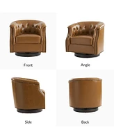 Hulala Home Ralph Traditional Chesterfield Rocker and Swivel Genuine Leather Chair
