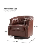 Hulala Home Ralph Traditional Chesterfield Rocker and Swivel Genuine Leather Chair