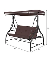 Skonyon 3 Seats Outdoor Swing Hammock with Adjustable Tilt Canopy