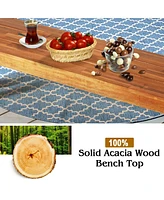 Sugift Set of 2 Patio Acacia Wood Dining Benches