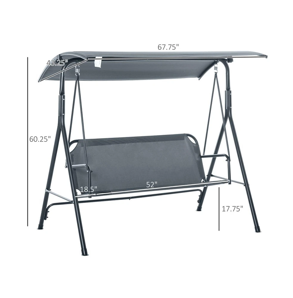 Slickblue 3-Seat Grey Patio Swing Chair – Modern Outdoor Swing for Relaxation, Perfect for Gardens and Backyards
