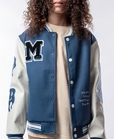 Ring of Fire Big Boys Time Woolen Varsity Jacket with Polyurethane Sleeves and Patches