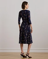 Lauren Ralph Women's Floral Surplice Stretch Jersey Dress