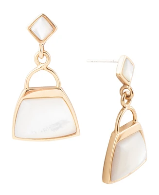 Barse Drop Genuine White Mother of Pearl Abstract Earrings