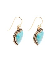 Barse Drop Genuine Blue Turquoise Heart Earrings