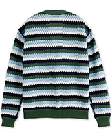 Scotch & Soda Men's Loose-Fit Crocheted Stripe Cardigan