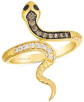 Le Vian Chocolate Diamond, Nude Diamond, & Blackberry Diamond Snake Ring (1/4 ct. t.w.) in 14k Gold