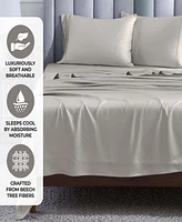 Superior Modal From Beechwood 400 Thread Count Lightweight Cooling Solid Deep Pocket Bed Sheet Set