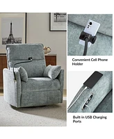 Hulala Home Lew Modern 38" Power Rocking Swivel Nursery Recliner with Usb