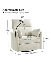 Hulala Home Lew Modern 38" Power Rocking Swivel Nursery Recliner with Usb
