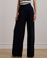 Lauren Ralph Women's Pleated Stretch Jersey Wide-Leg Pants, Regular & Petite