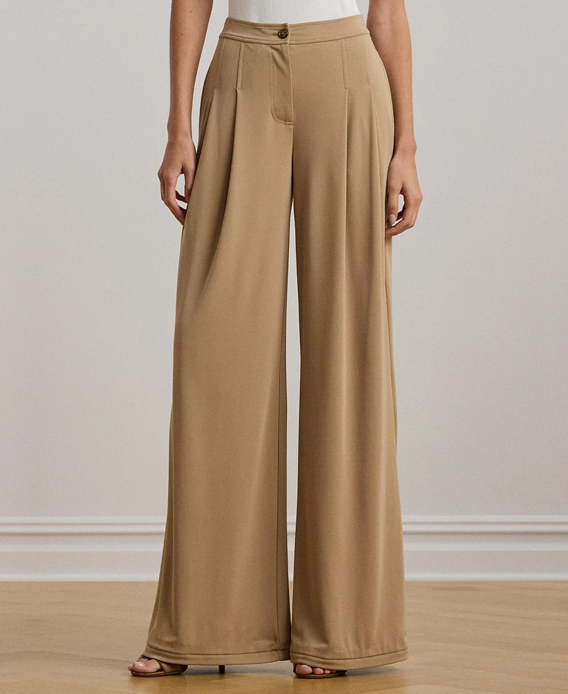 Lauren Ralph Women's Pleated Stretch Jersey Wide-Leg Pants, Regular & Petite