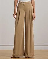 Lauren Ralph Women's Pleated Stretch Jersey Wide-Leg Pants, Regular & Petite